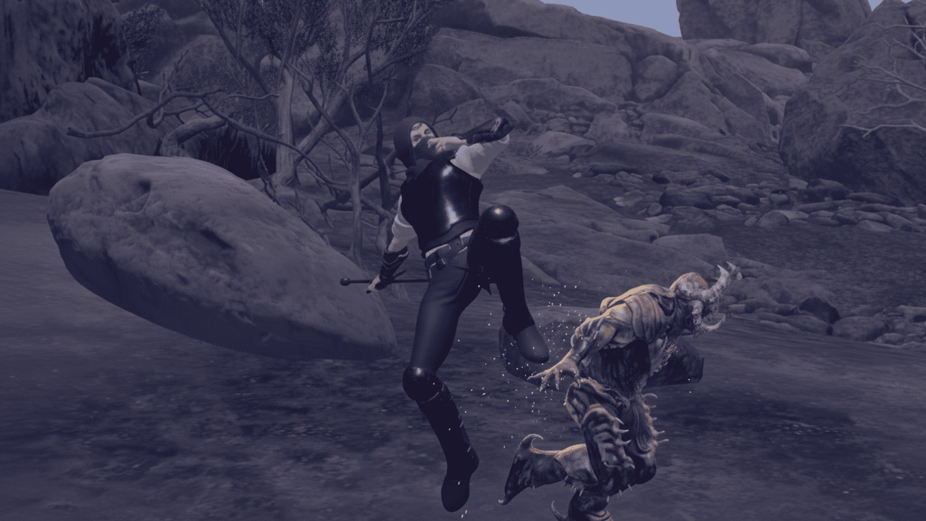 The Last Elf exploring a ruined dark fantasy castle approach